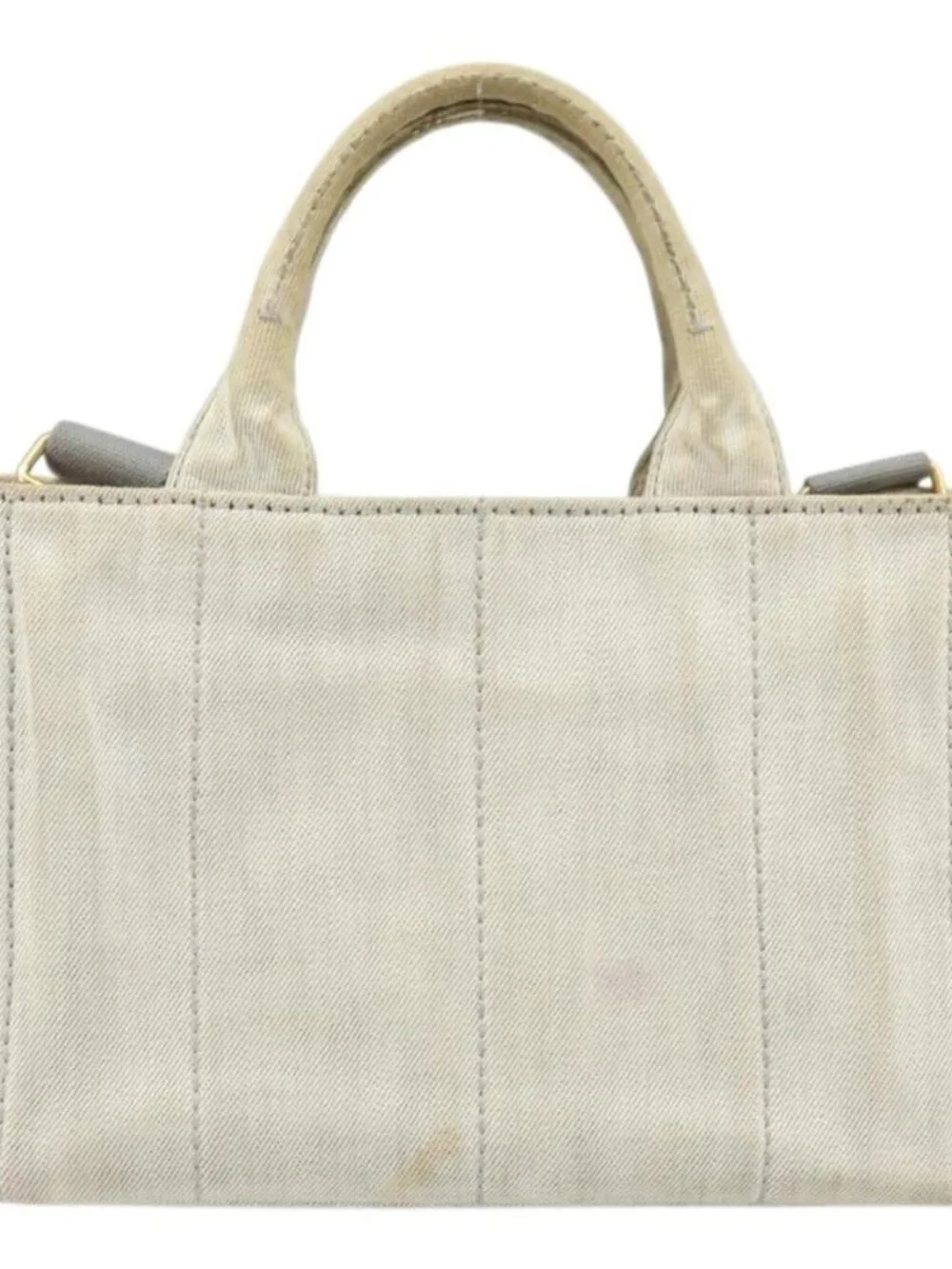 PRADA Canapa PM Hand Bag Canvas 2way Gray Gold Auth ti3731 - Picture 3 of 16